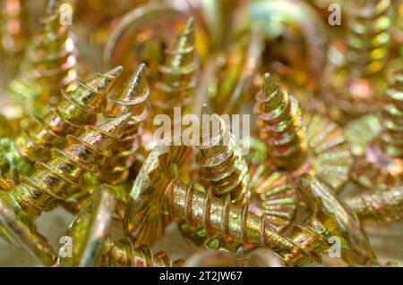 Random pile of galvanized screws, abstract industrial background Stock ...