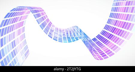 Abstract retro background. Waves are made of squares. Pixel art vector illustration. Stock Vector