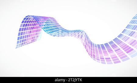 Abstract retro background. Waves are made of squares. Pixel art vector illustration. Stock Vector