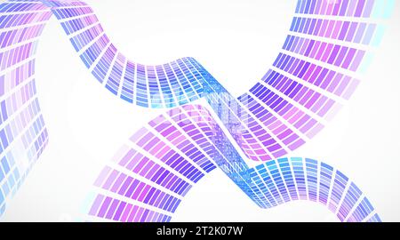 Abstract retro background. Waves are made of squares. Pixel art vector illustration. Stock Vector
