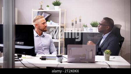 Professional Business Meeting. Financial Entrepreneurship Advisor In Office Stock Photo