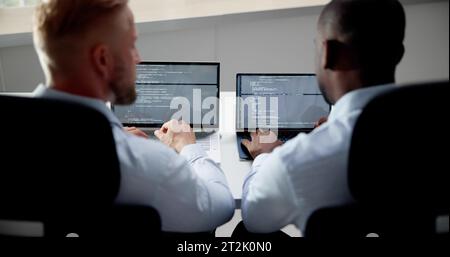 Agile Pair Programming And Extreme Coding. Business Software Stock Photo