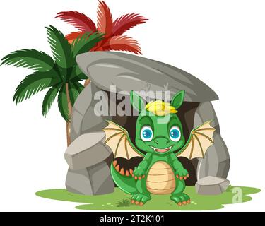 Cute dragon in cave Stock Vector Image & Art - Alamy
