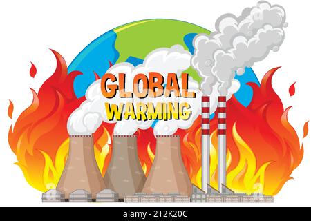 Illustration of hot flame symbolizing global warming on Earth Stock Vector