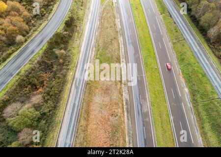 aerial view with drone of the A-52 highway in Galicia. Spain. Stock Photo