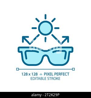 2D customizable simple thin linear blue sunglasses icon Stock Vector