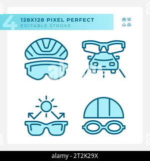 Customizable pixel perfect blue eye care icons set Stock Vector