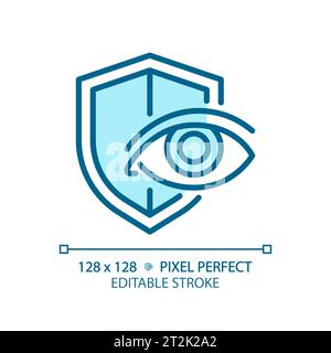 2D customizable simple thin linear blue eye protection icon Stock Vector