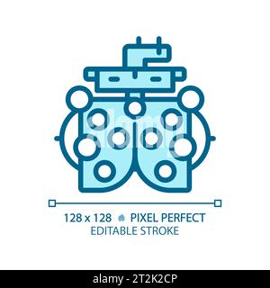 2D customizable simple thin linear blue phoropter icon Stock Vector