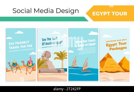 Social media story set with Egypt tour advertising Stock Vector
