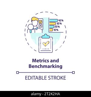 2D thin line icon metrics and benchmarking concept Stock Vector