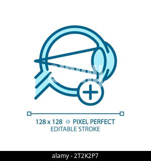 2D customizable simple thin linear blue hyperopia icon Stock Vector