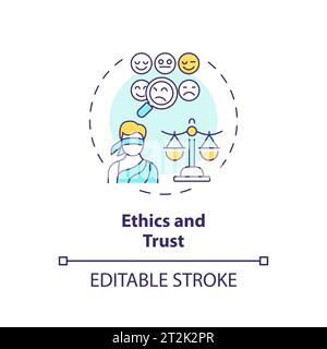 2D customizable thin line icon ethics and trust concept Stock Vector