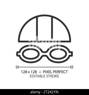 2D customizable thin linear black swimming goggles icon Stock Vector