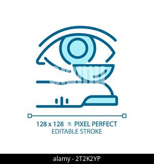 2D customizable simple thin linear blue contact lens icon Stock Vector