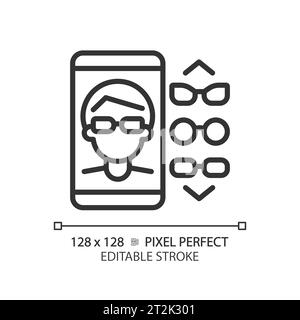 2D customizable simple thin linear black eyeglasses app icon Stock Vector