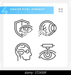 Customizable pixel perfect eye care icons set Stock Vector