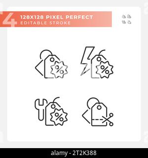 Editable black simple discounts icons collection Stock Vector