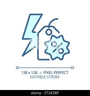 2D customizable simple thin linear blue flash sale icon Stock Vector