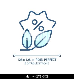 2D customizable simple thin linear blue plant discount icon Stock Vector