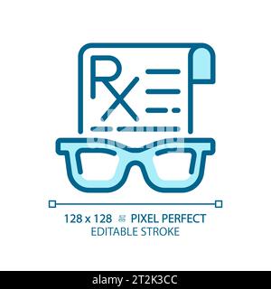 2D thin linear blue spectacles prescription icon Stock Vector