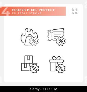 Pixel perfect black discounts icons set Stock Vector