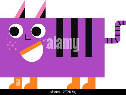 Cat personage in shape of rectangle, smiling kitty Stock Vector