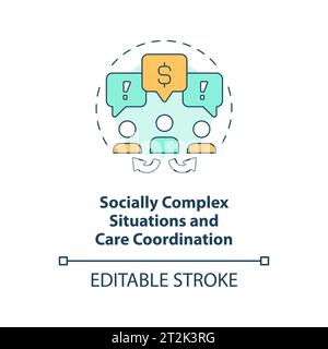Line icon socially complex situations and care coordination Stock Vector
