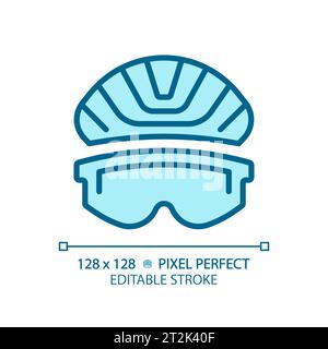 2D customizable simple thin linear blue eye protection icon Stock Vector