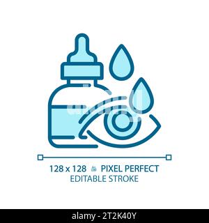 2D customizable simple thin linear blue eye drop icon Stock Vector