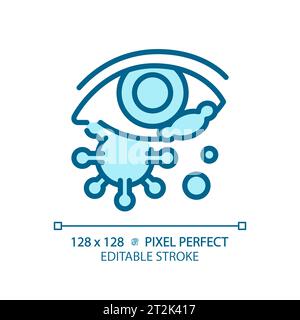 2D customizable simple thin linear blue eye infection icon Stock Vector