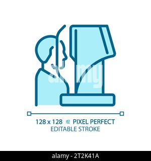 2D thin linear blue computerized eye testing icon Stock Vector