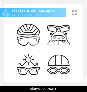Customizable pixel perfect black eye care icons set Stock Vector