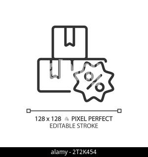2D customizable thin linear tags with percentage black icon Stock Vector