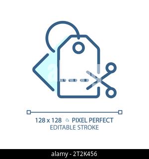 2D customizable simple thin linear blue flat discount icon Stock Vector