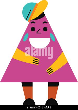 Boy character, triangle with smiling face vector Stock Vector