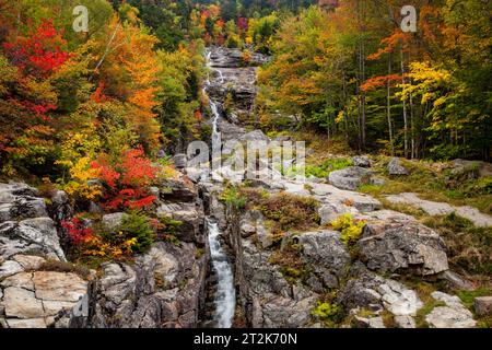 Silver Cascade Waterfall with Autumn Color Stock Photo