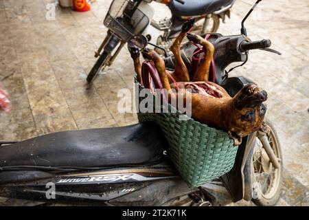 The meat market of Sapa in Vietnam Stock Photo