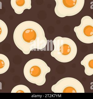 Fried eggs seamless print, cooking ingredient Stock Vector