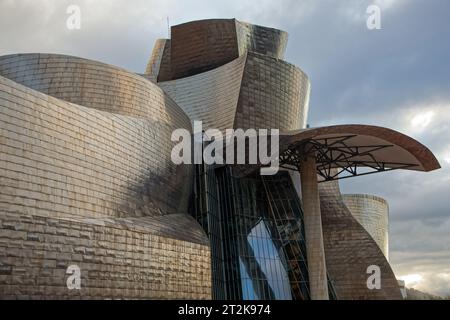 BILBAO, SPAIN, September 26, 2023 : Guggenheim Museum Bilbao, of modern and contemporary art, was designed by Frank Gehry and was inaugurated on 18 Oc Stock Photo