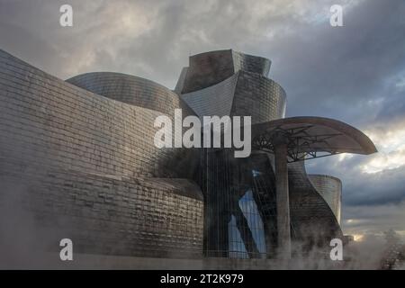 BILBAO, SPAIN, September 26, 2023 : Guggenheim Museum Bilbao, of modern and contemporary art, was designed by Frank Gehry and was inaugurated on 18 Oc Stock Photo