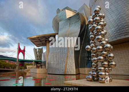 BILBAO, SPAIN, September 26, 2023 : Guggenheim Museum Bilbao, of modern and contemporary art, was designed by Frank Gehry and was inaugurated on 18 Oc Stock Photo