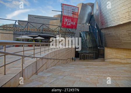 BILBAO, SPAIN, September 26, 2023 : Guggenheim Museum Bilbao, of modern and contemporary art, was designed by Frank Gehry and was inaugurated on 18 Oc Stock Photo