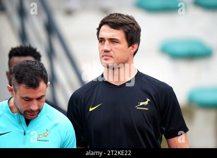 South Africa's Franco Mostert during a team run at the Stade des Fauvettes, Domont. Picture date: Friday October 20, 2023. Stock Photo