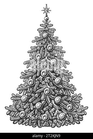 Pine Tree Gift Present Merry Christmas Decoration Celebration Icon.  Isolated Draw And Sketch Design. Vector Illustration Royalty Free SVG,  Cliparts, Vectors, and Stock Illustration. Image 62296356.