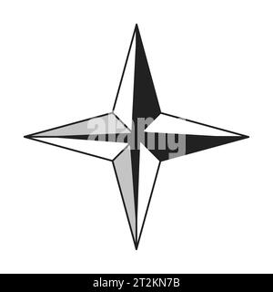Four pointed star twinkle black and white 2D cartoon object Stock Vector