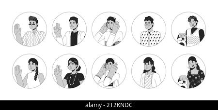 set indian men women avatars smiling male female cartoon characters ...