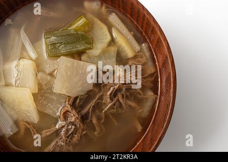 Beef radish soup on a white background Stock Photo