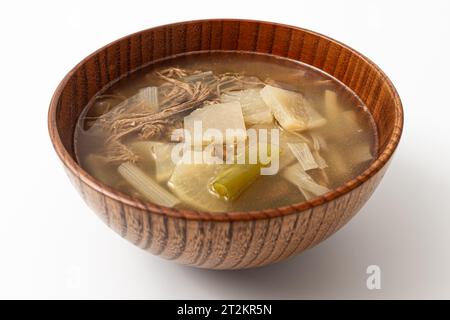 Beef radish soup on a white background Stock Photo
