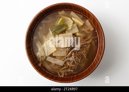 Beef radish soup on a white background Stock Photo